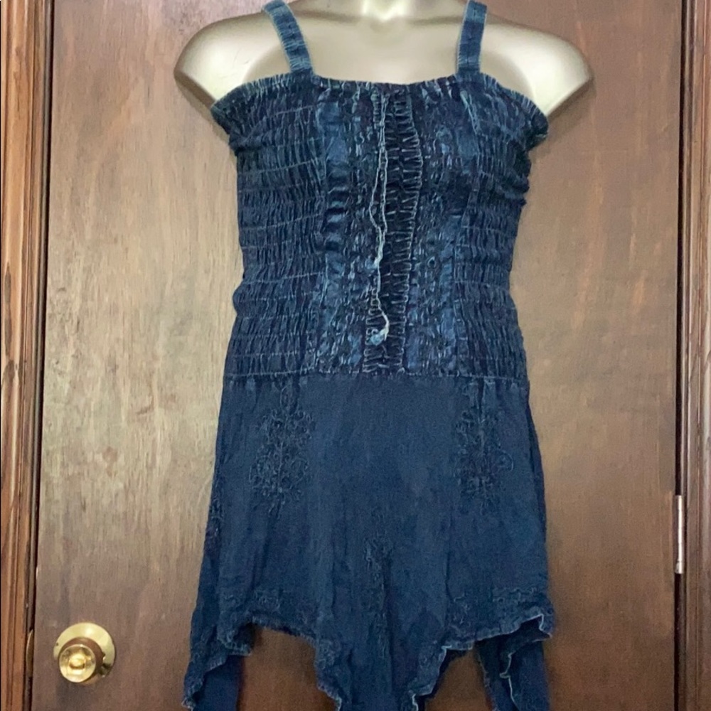 Asymmetrical Mini Stretchy Jean Dress. Free Size.
